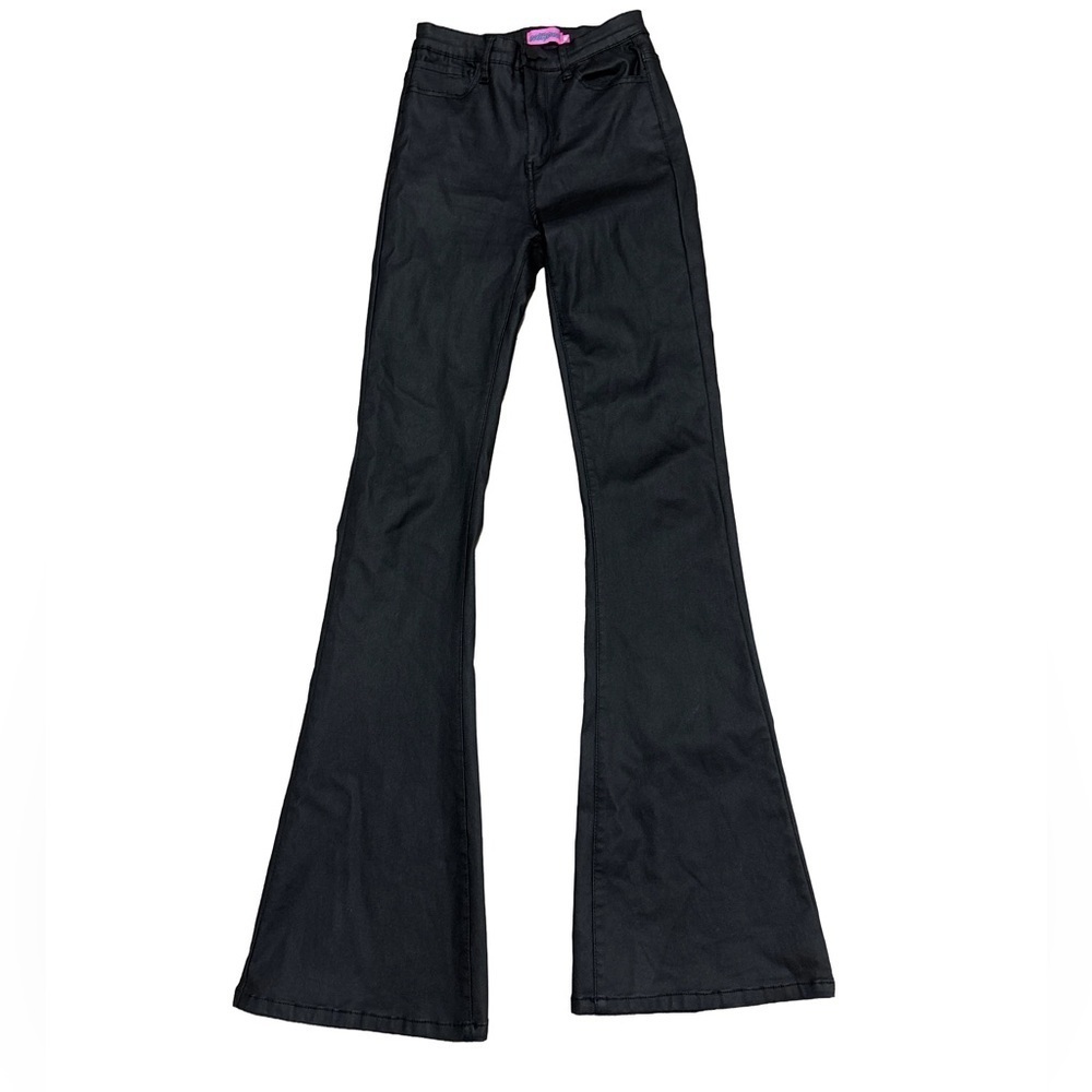Edikted Luna Faux Leather Y2K 90s Black Flare Pants Women’s XS - Picture 3 of 10
